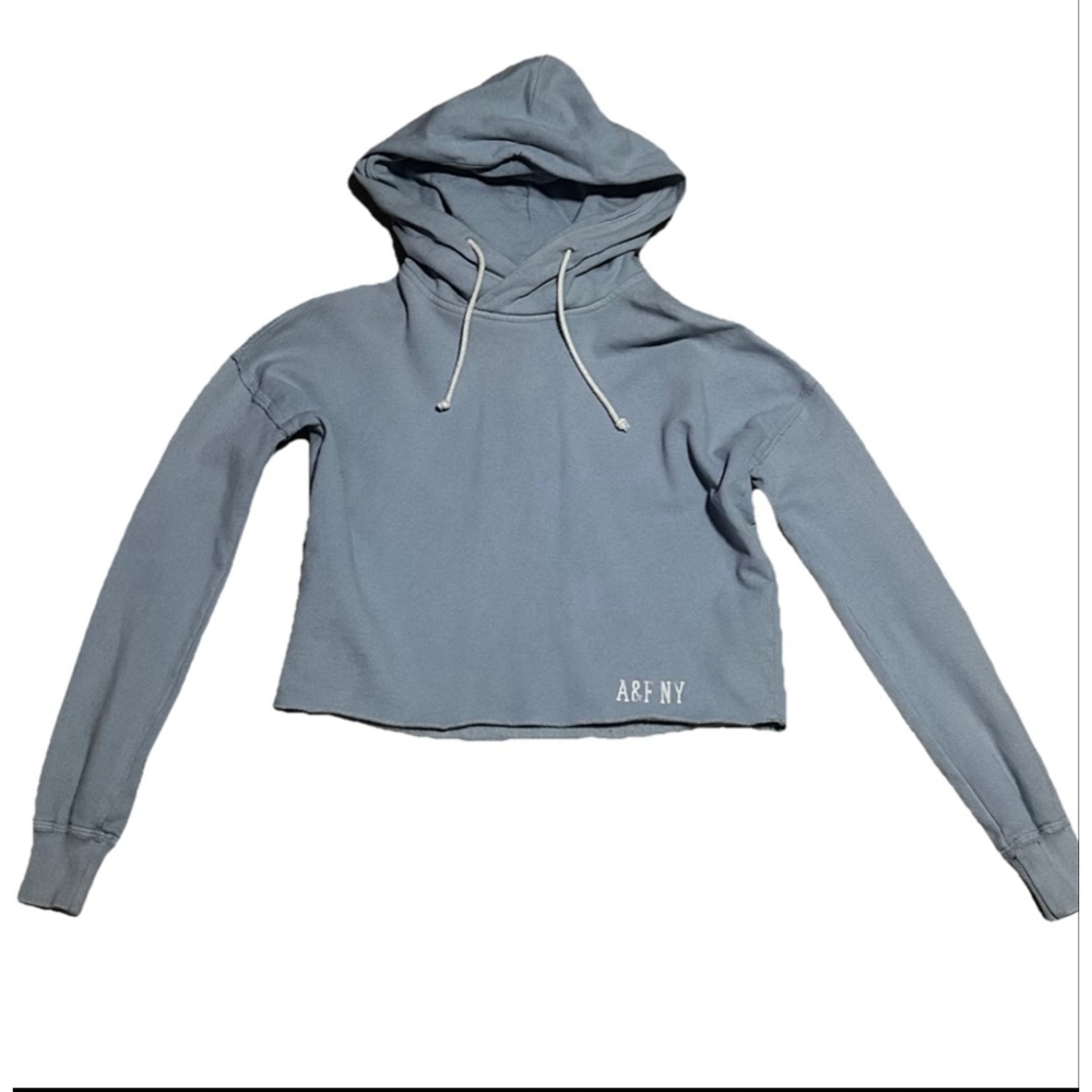 Women's Abercrombie & Fitch Light Blue Cropped Hoodie XS